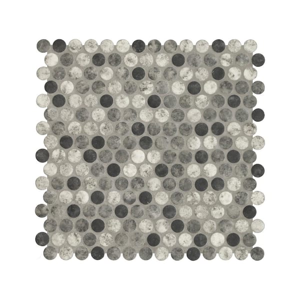 MSI Take Home Tile Sample-Urban Tapestry Penny Round 4 in. x 4 in. x 6 mm Glass Mesh-Mounted Mosaic Tile