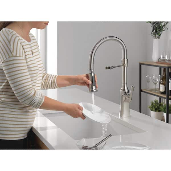 Ermelo Single Handle Pull Down Sprayer Kitchen Faucet with Spring Spout in Stainless