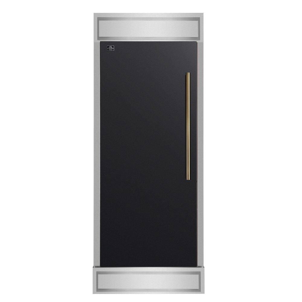 Maderno 28 in. Built-In Convertible Refrigerator in Black, Left Swing, Decorative Grill
