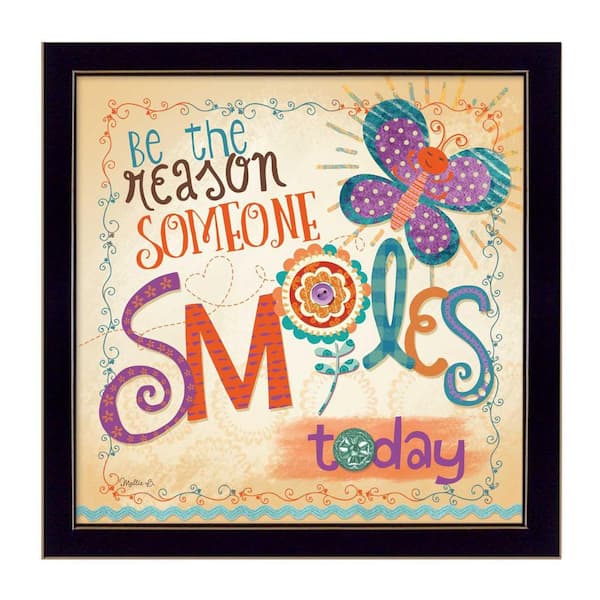 HomeRoots Charlie Be the Reason Someone Smiles 1-Piece Framed Wall Art 14 in. x 14 in.