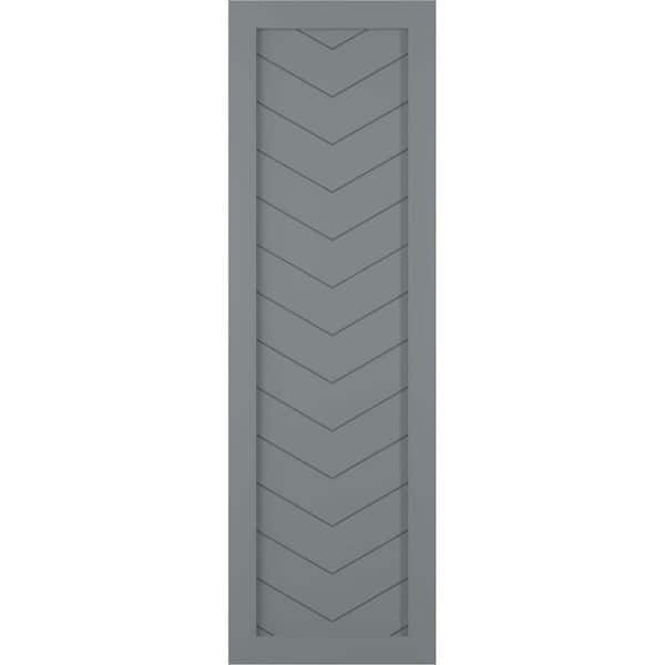 Ekena Millwork 18 in. x 56 in. True Fit PVC Single Panel Chevron Modern Style Fixed Mount Board and Batten Shutters Pair in Ocean Swell