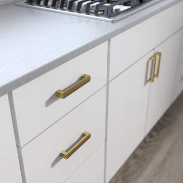 Simply Geometric 5-1/16 in. (128 mm) Modern Gold Cabinet Drawer Bar Pull