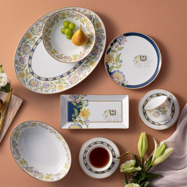 k　ジュフヌレ-ルティーフォーツ-セット　ノリタケ Noritake Tusker Garden 6 in. (Multi) Porcelain Saucers, Set of 4