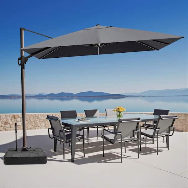 dark gray patio umbrella PURPLE LEAF Market with Base 15ft Double-Sided The Paima umbrella base allows our Paras umbrellas to stand tall Dark Gray 6.5' X 10'
