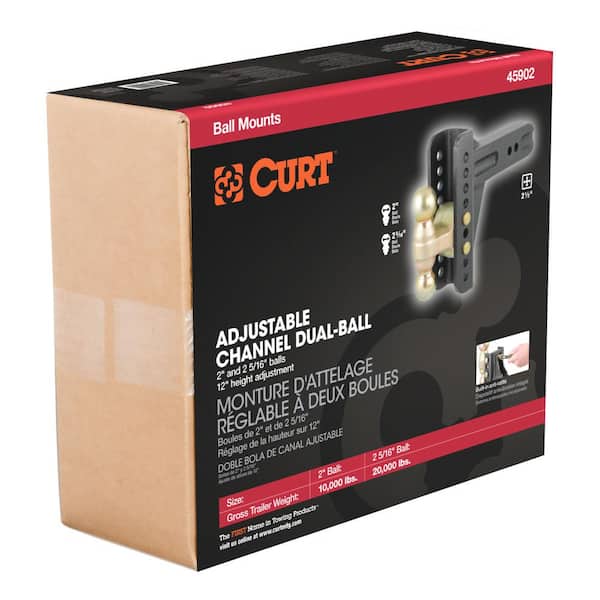 CURT Adjustable 6 in. Channel Mount Trailer Hitch with Dual Ball (2-1/2 in.  Shank) 20,000 lbs.Capacity 45902 - The Home Depot