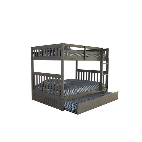 OS Home and Office Furniture Charcoal Gray Series Charcoal Gray Full Size Over Full Size Bunkbed with Trundle Bed