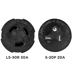 30 Amp 120-Volt 5-20P to L5-30R Generator Plug Adapter