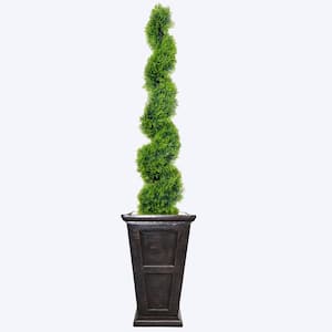 78 in. Artificial Spiral Topiary in fiberstone platner