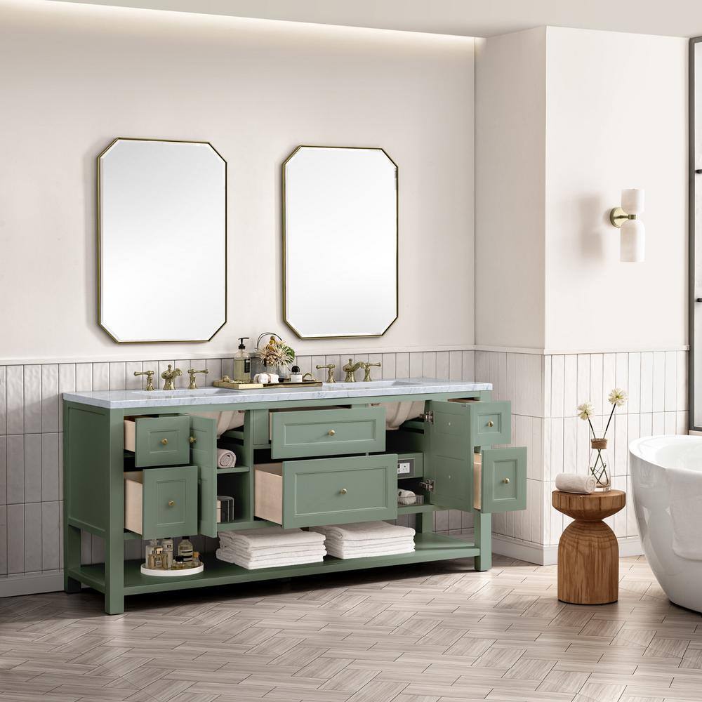 Smokey Celadon 72" Double Vanity with Solid Wood and Veneer