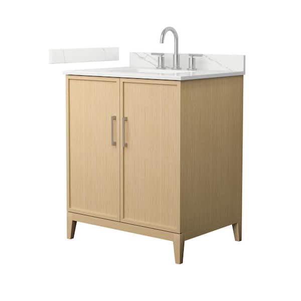 Wyndham Collection Elan 30 in. W x 22 in. D x 35 in. H Single Bath Vanity in White Oak with Giotto Quartz Top