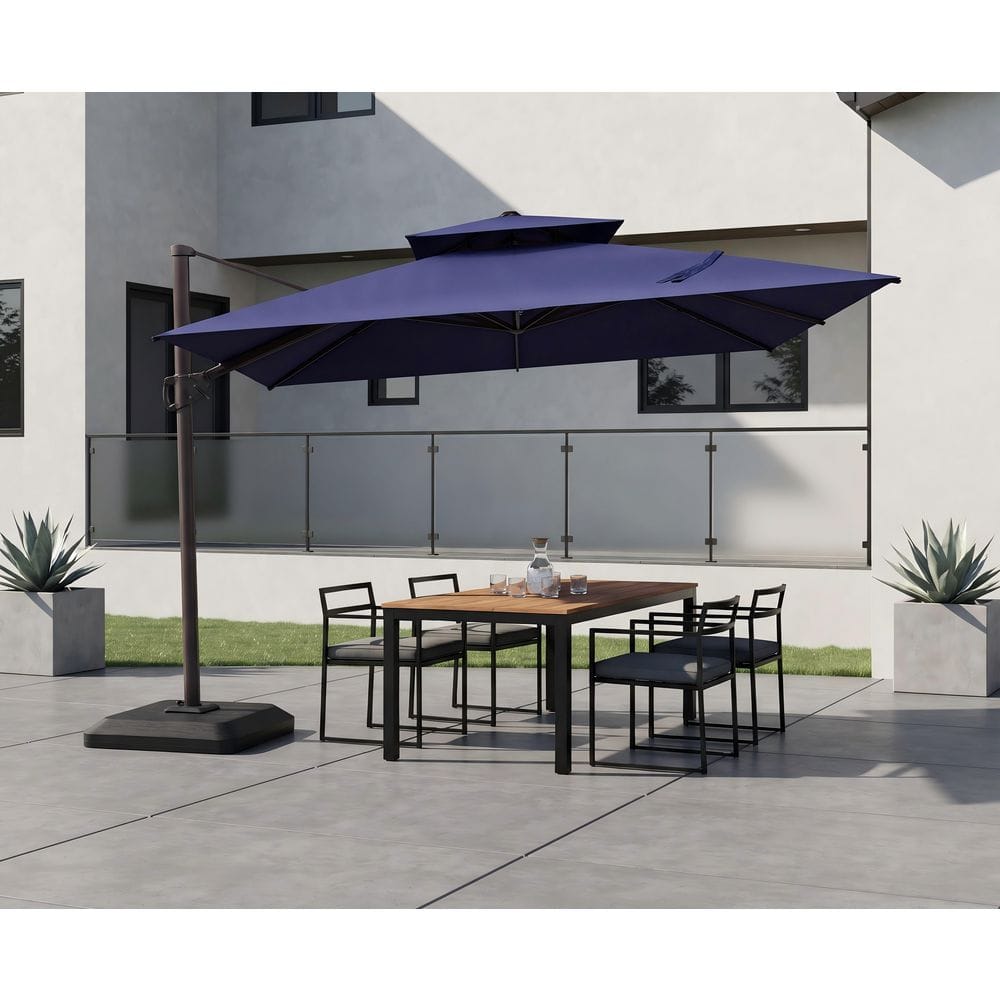 light patio umbrellas 10 X 6.5T Rectangular Solar Led Lighted Outdoor With C Active-20260206 10 FT Patio Umbrella Frame:Brushed Aluminum Featuring a convenient manual