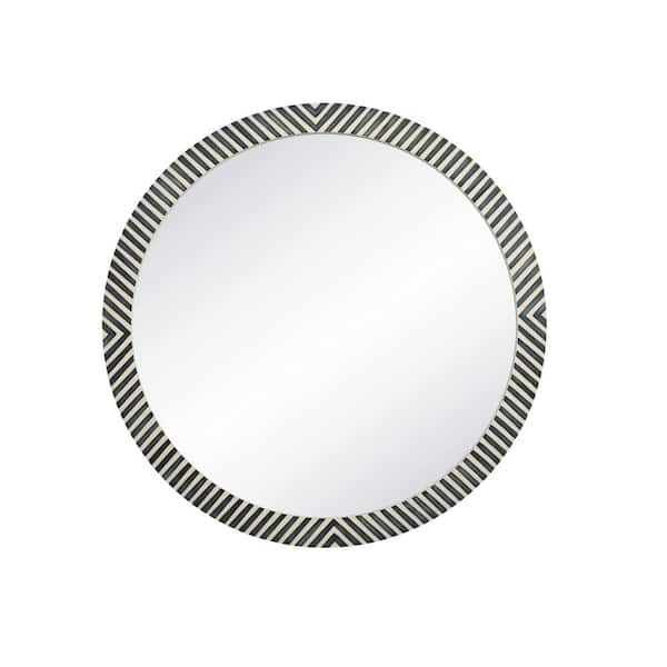Unbranded Timeless Home 42 in. W x 42 in. H x Modern Wood Framed Round Chevron Mirror