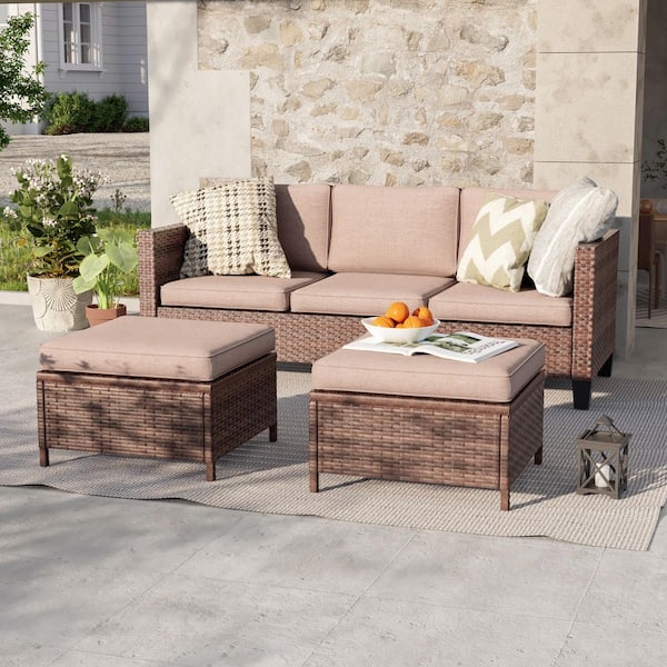 Tozey Brown 4-Piece Metal Outdoor Bistro Set Patio