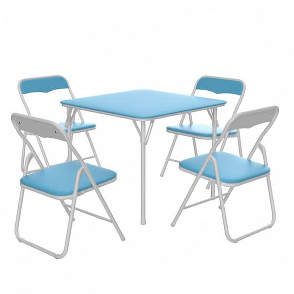 VECELO Kids Folding Table and Chair Set, 5-Piece Padded Activity