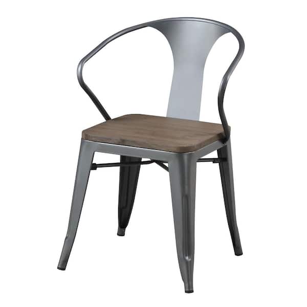 Lela Industrial Style Natural Elm and Gray Side Chair (2-Pack)