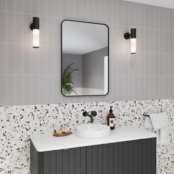 Calla 22 in. W x 32 in. H x 5 in. D Black Recessed Medicine Cabinet with Mirror