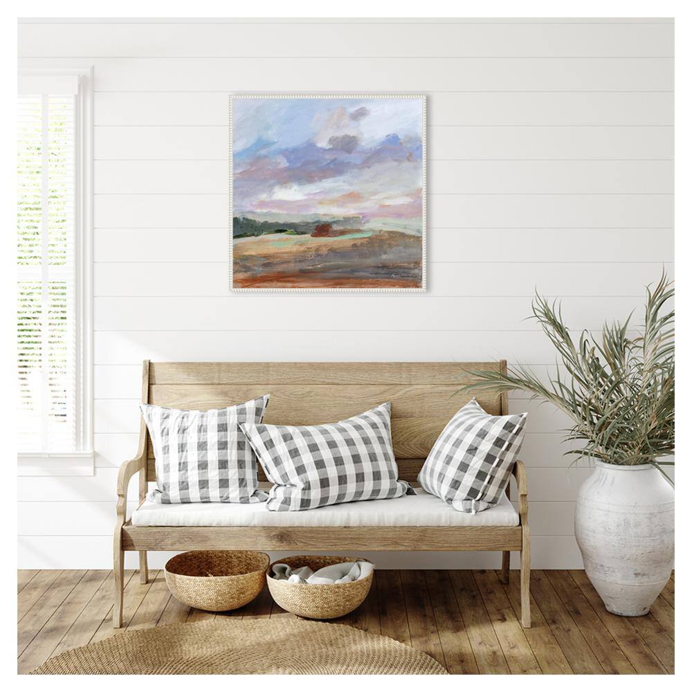 Seashore Without End Abstract Landscape Canvas Art in White Frame