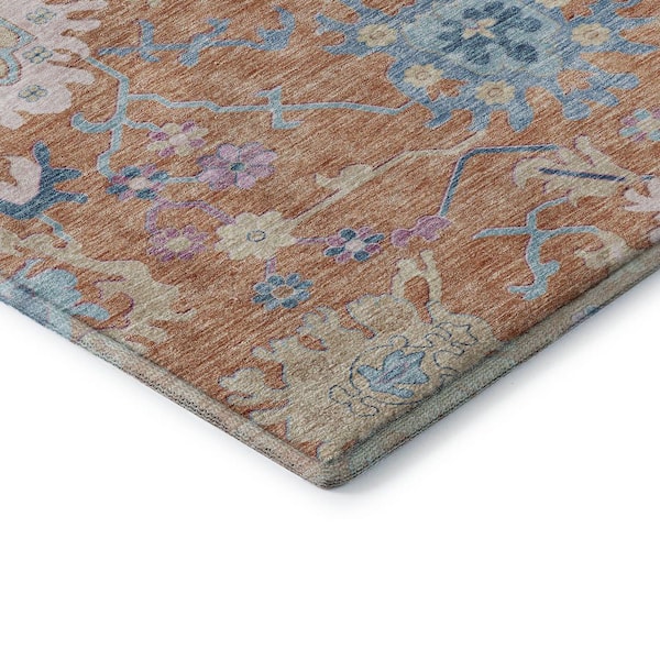 Mayfield Premium Machine Washable Abstract AMF1154 Orange 2 ft. 3 in. x 7 ft. 6 in. Runner Rug