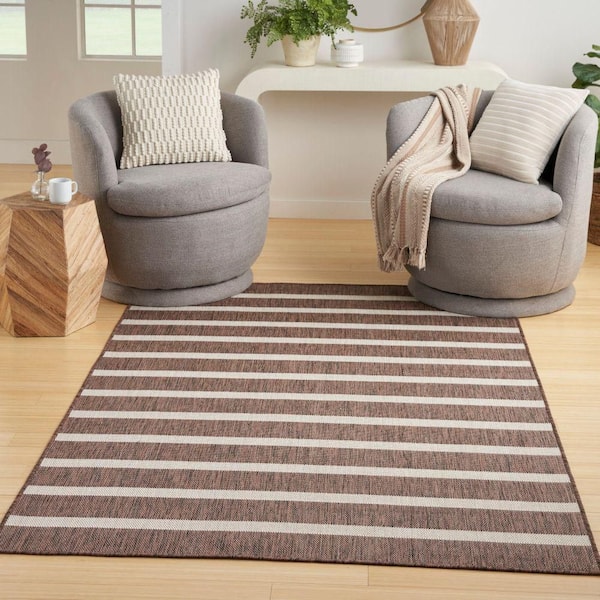Positano Natural Ivory 5 ft. x 7 ft. Stripes Contemporary Area Rug