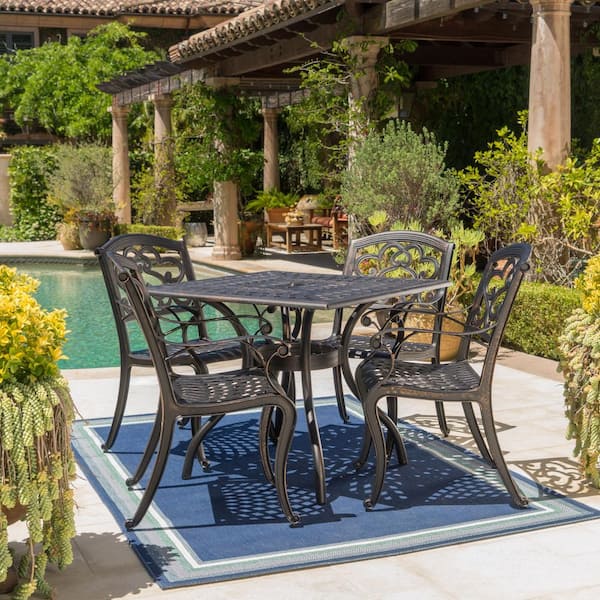 Noble House Austin Shiny Copper 5-Piece Metal Outdoor Dining Set