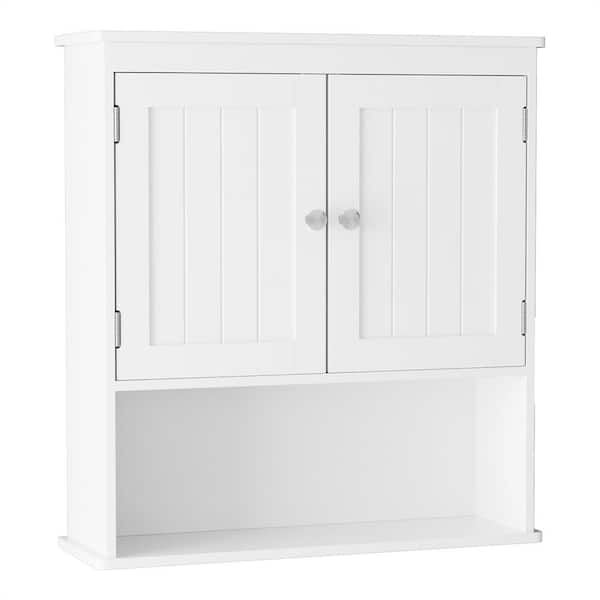 HwoamneT Shaker Style 22.4 in. W x 7.1 in. D x 23.6 in. H Bathroom Storage Wall Cabinet in White, Adjustable Shelves