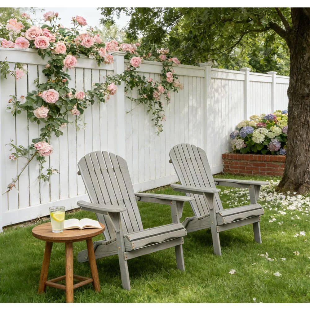 Solid Cedar Wood Outdoor Folding Embossed Adirondack Chairs, Patio ...