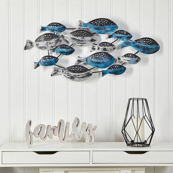 Rustic Fish Wall Décor, Beach House Gift, Swimming School of Fish