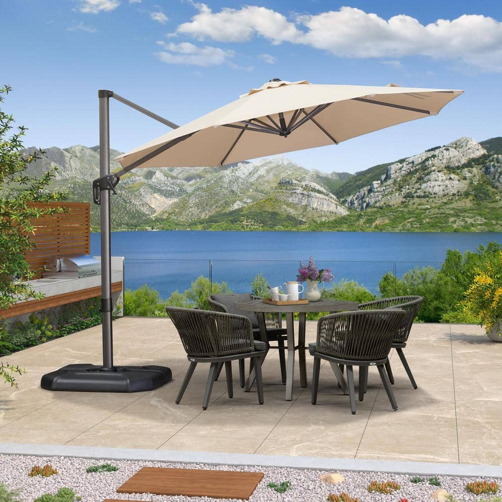 Purple Leaf 10 Ft. Octagon Aluminum Outdoor Patio Cantilever Umbrella 