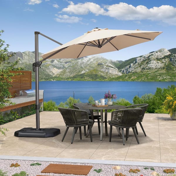 PURPLE LEAF 10 ft. Octagon Aluminum Outdoor Patio Cantilever Umbrella ...