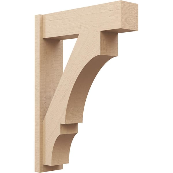 Ekena Millwork 8 in. x 40 in. x 28 in. Balboa Block Rough Cedar Woodgrain Timberthane Polyurethane Outlooker, Primed Tan