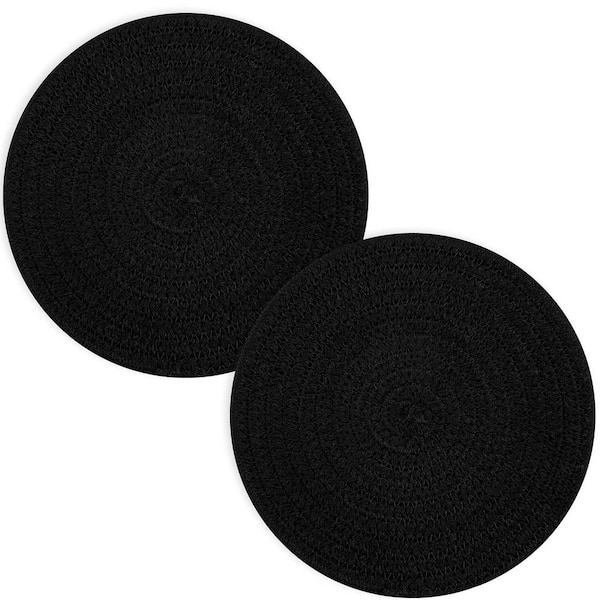 Farmhouse Black Heat Resistant Cotton Trivets Set for Hot Dishes Pots Pans Large Coasters 2 Pieces Kitchen