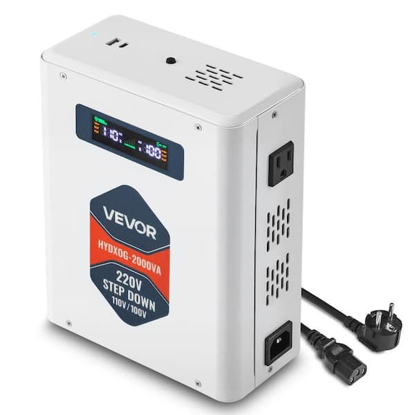Step Down Voltage Converter, 2000VA, Heavy Duty Voltage Power Converter, 220V to 110V Power Transformer, 2 US Outlets