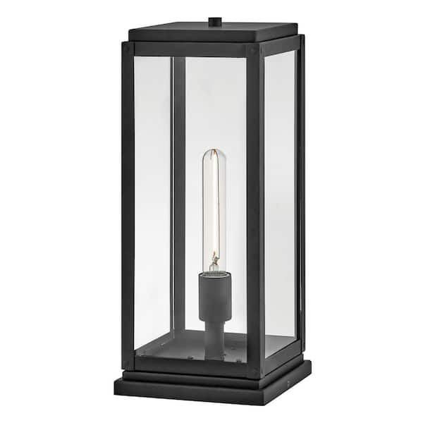 HINKLEY Max 1-Light Low Voltage Black Aluminum Weather Resistant Pier Mount Light with LED Bulbs Included