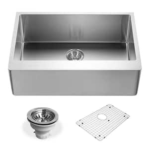 Epicure Series Undermount Stainless Steel 30 in. Single Bowl Kitchen Sink, Satin Brushed