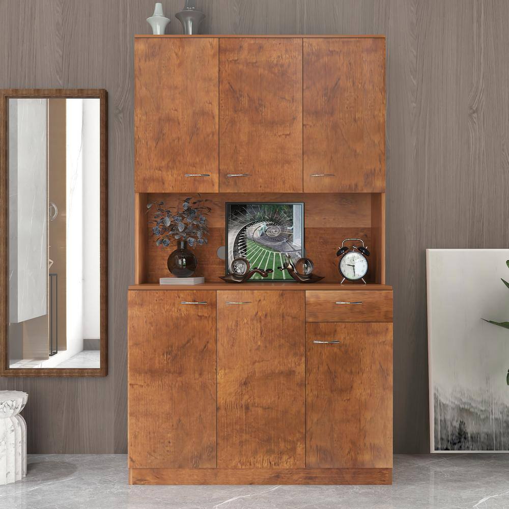 Walnut 71" Hinged Door Cabinet with Drawer and Shelves