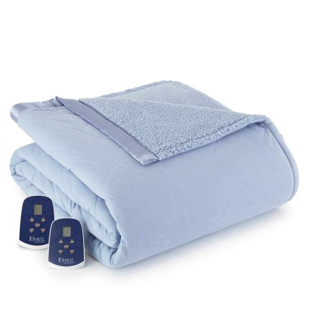 Full Size Beige Micro Flannel Reversible Sherpa Electric Blanket