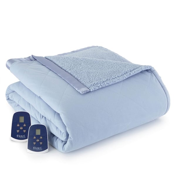 Micro Flannel Sherpa Reverse Full Wedgewood Electric Heated Blanket