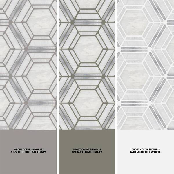 MSI Medici Silver Pattern 10.83 in. x 12.44 in. x 8mm Stone Metal Blend Mesh Mounted Mosaic Tile (9.4 sq. ft/Case)