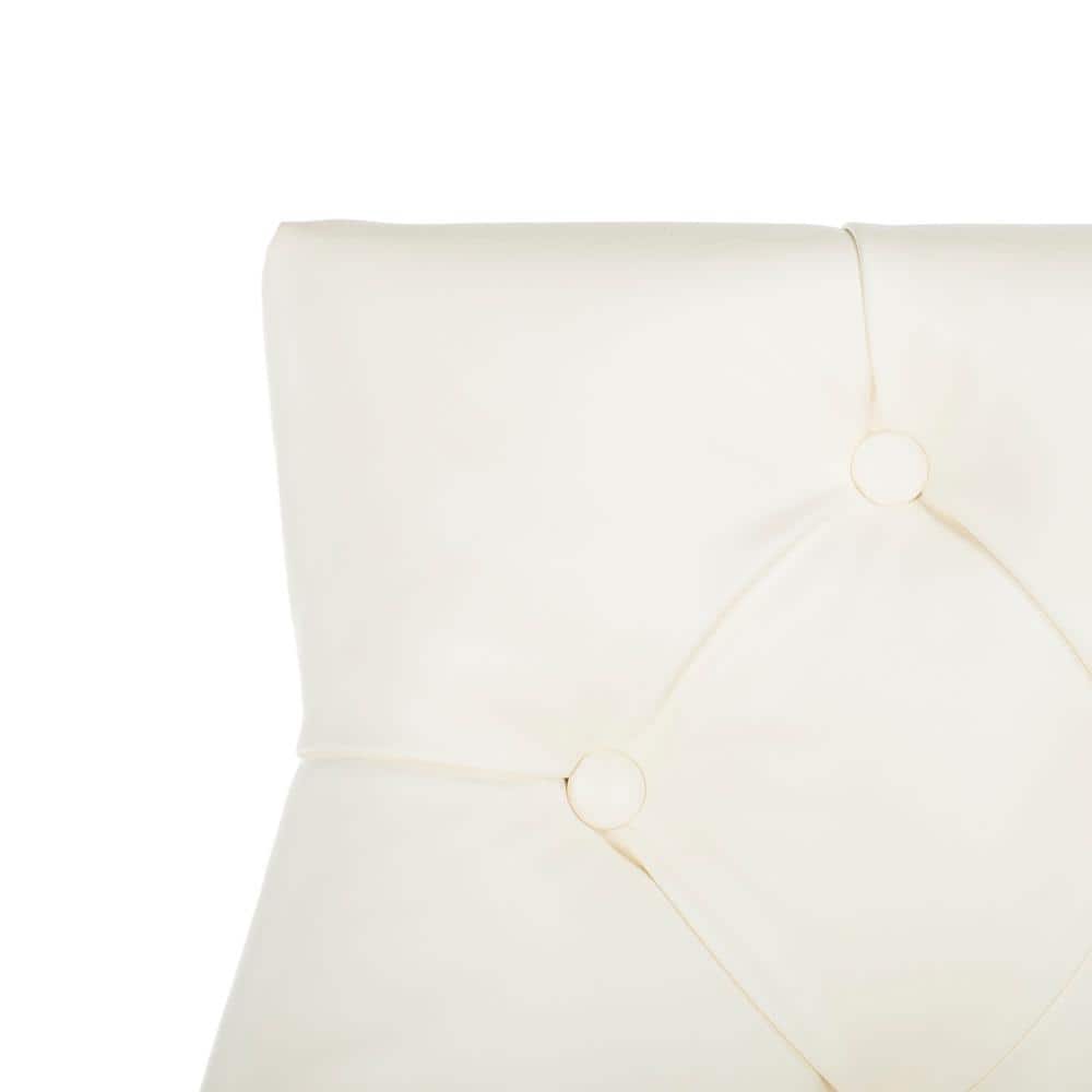 Eleni Transitional White Leather Wingback Counter Stool with Chrome Details