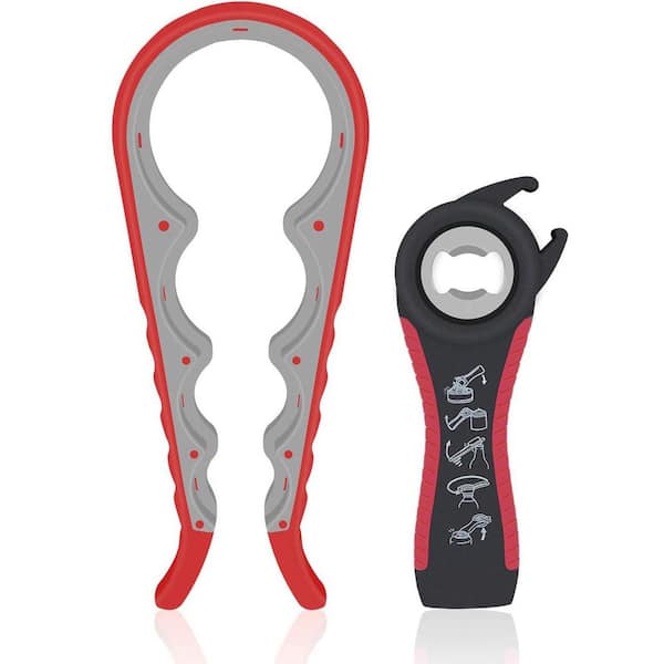 Ergonomic Multi Function Jar and Bottle Opener Kit with Skidproof Handle for Easy Lid Removal, 2 pcs