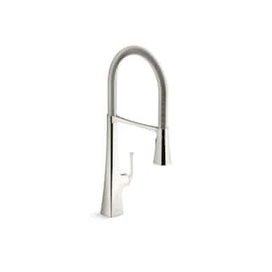 Graze Single Handle Semi-Professional Kitchen Sink Faucet with 3-Function Sprayhead in Vibrant Polished Nickel