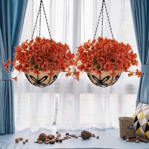 13 in Orange Outdoors Artificial Violet Fall Flowers 30 Bundles
