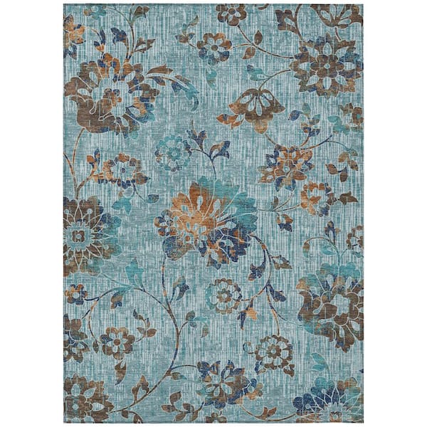 Chantille Machine Washable Indoor/Outdoor Abstract ACN2616 Teal 3 ft. x 4 ft. Area Rug