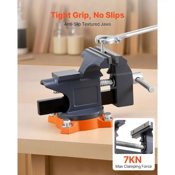 SKYSHALO Bench Vise 4.5 In., Portable Workbench Clamp with 270