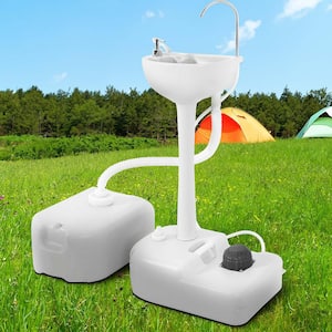Portable Sink Camping Hand Washing Station, 17 L Wash Basin Stand with 24L Recovery Tank, Rolling Wheels, Soap Dispenser