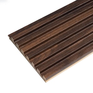 106 in. x 6 in x 0.5 in. Solid Wood Wall 7 Grid Cladding Siding Board in Oak Brown Color (Set of 4-Piece)