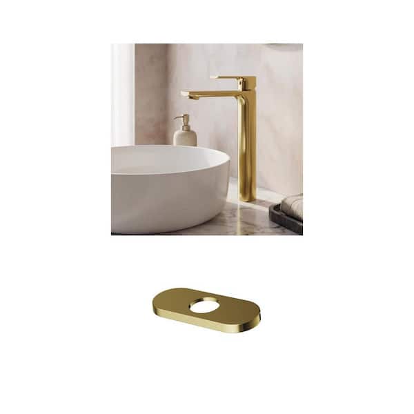 Norfolk Single Handle Vessel Bathroom Faucet with 5.5 in. Deck Plate in Matte Brushed Gold (2-Piece Set)