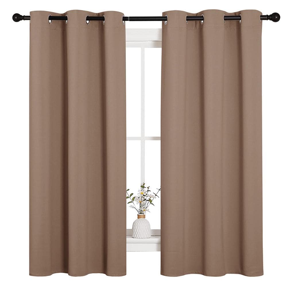 Pitch Cappuccino Solid 42 in. W x 63 in. L Thermal Insulated Grommet Room Darkening Curtain (Double Panel) price history on PriceWatchPro