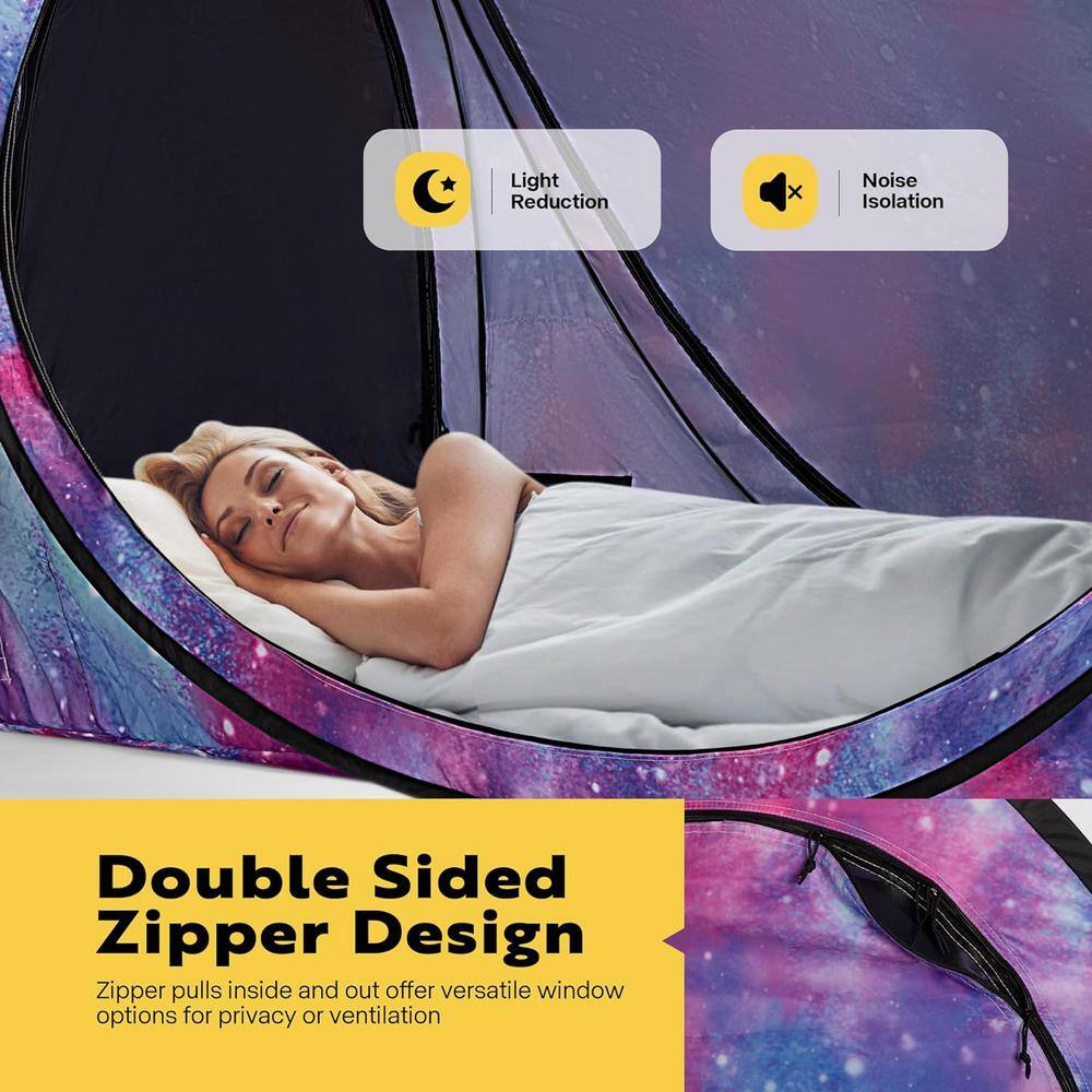 Blue Galaxy Polyester Pop-Up Privacy Bed Canopy Twin Size
