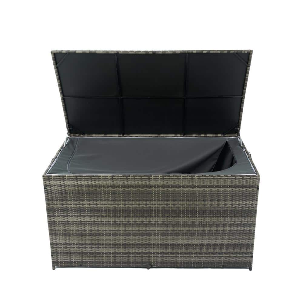 200 Gal. Wicker Outdoor Storage Deck Box with Lid: Versatile Patio Deck Sto
